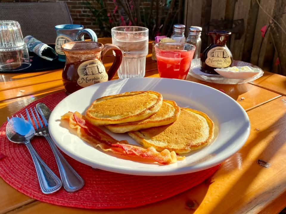Foggy Bottom Pancakes and bacon at breakfast